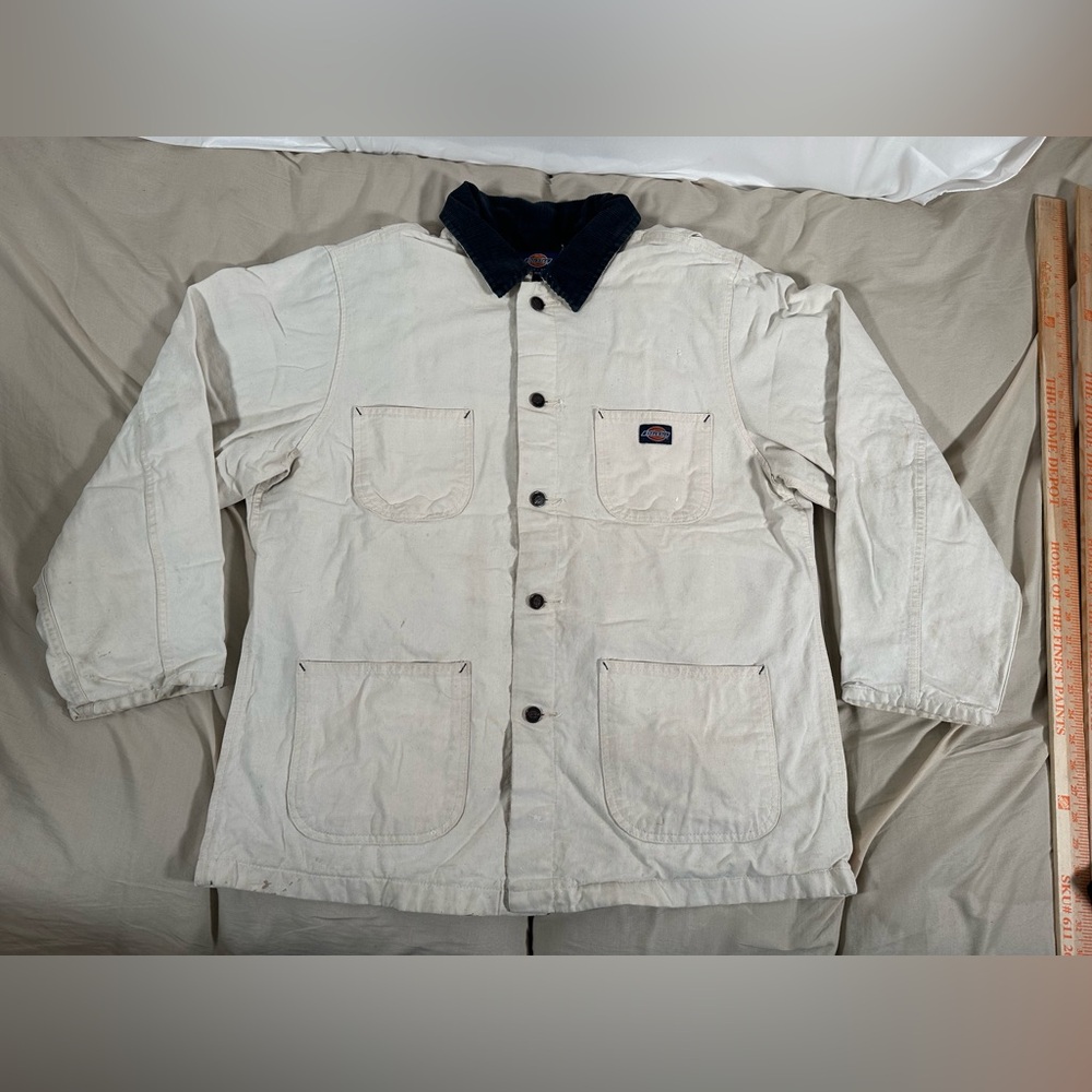 Dickies Painters Flannel Lined Chore Jacket Large Corduroy Collar Vintage flaws